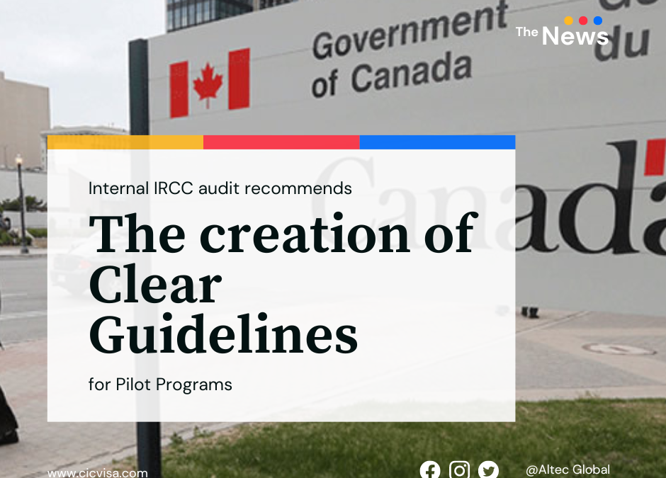 Internal IRCC audit recommends The creation of Clear Guidelines for Pilot Programs