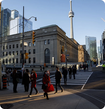 Busy urban street near train station