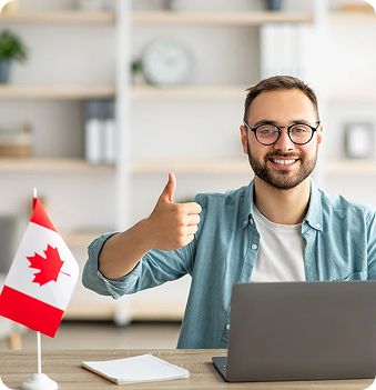 Smiling man with Canadian flag