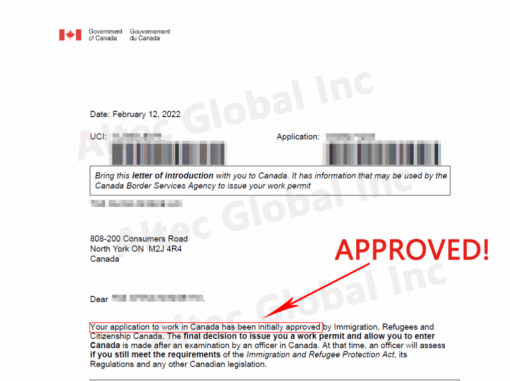 20220328 A Open Work Permit Application Approved with Altec Assistance in Just 1 Month