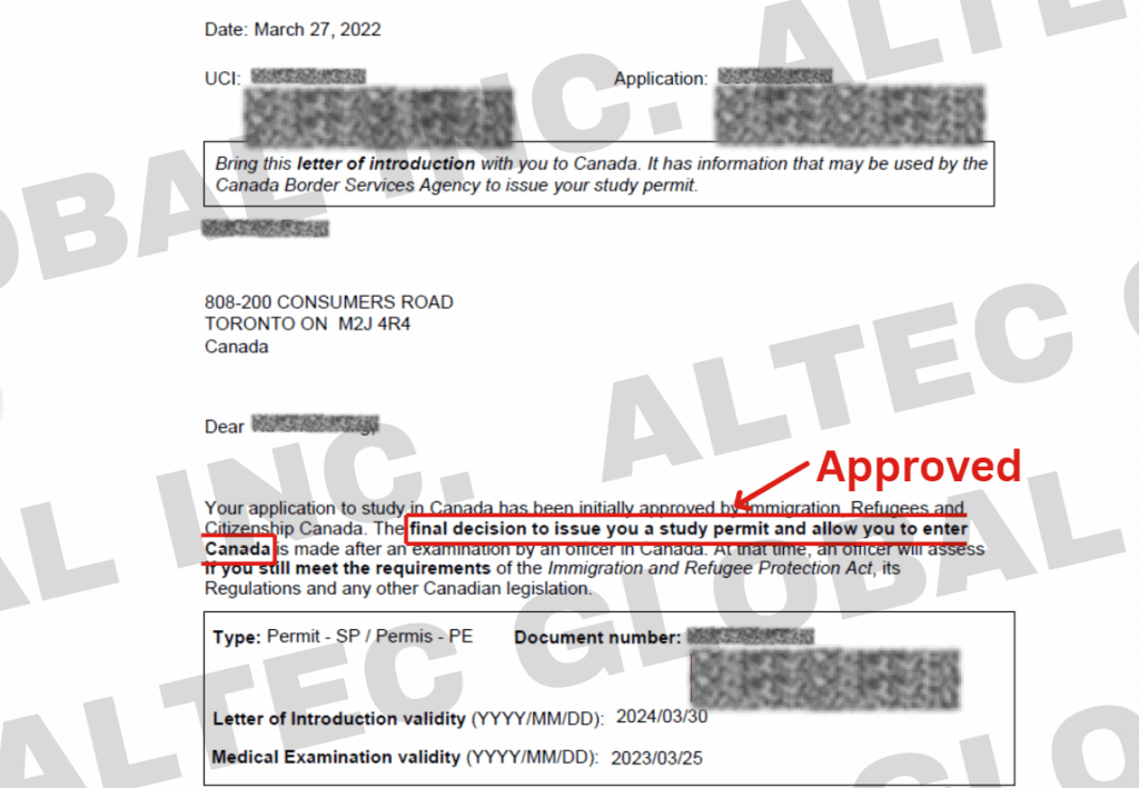 20220328 A Study Permit Application Approved with Altec Assistance in Just 3 weeks