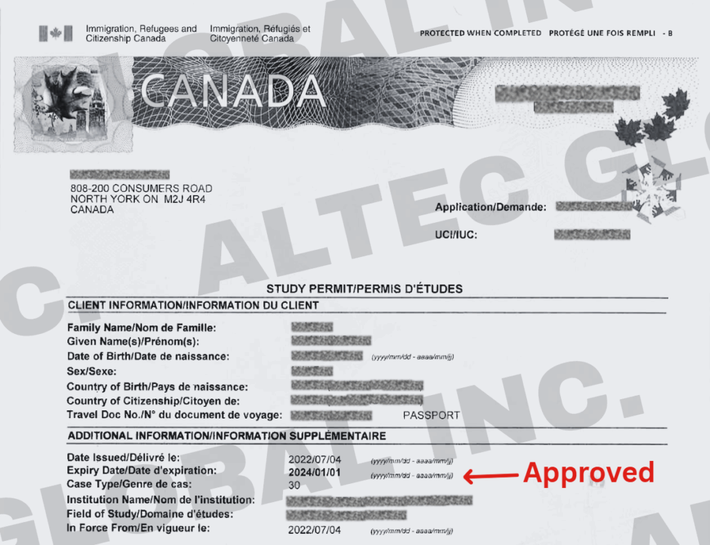 20220704 A Study Permit Application Approved with Altec Assistance