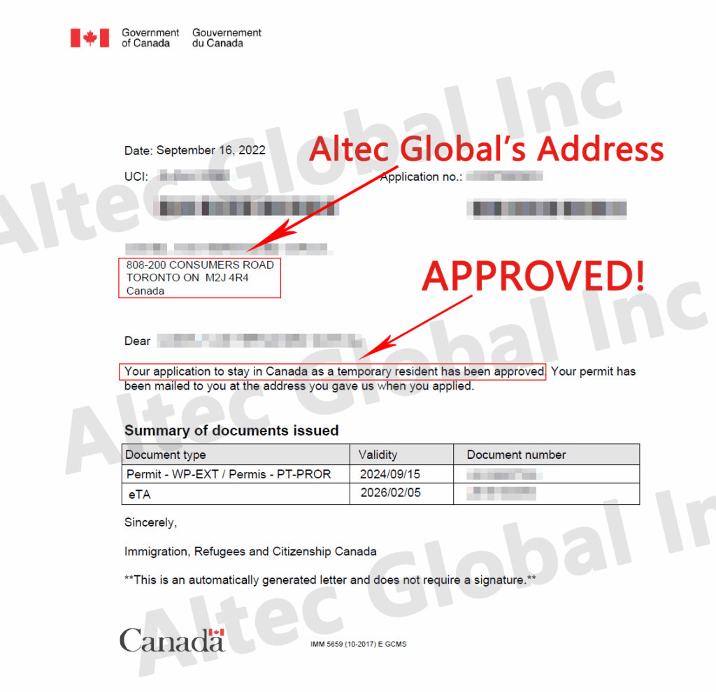 20220921 An In Canada Work Permit based on Public Policy Application Approved with Altec Assistance in Just 5 Months