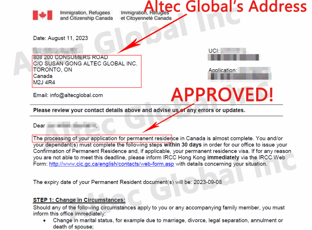 20230811 A Start Up Visa Application Approved with Altec Assistance in 41 Months