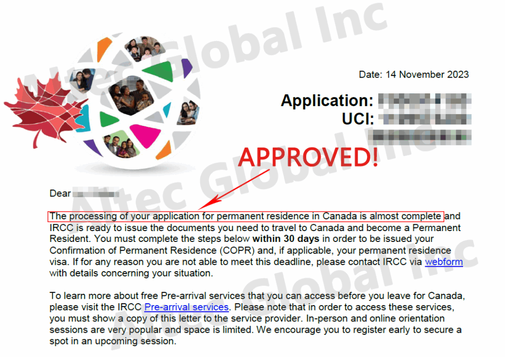 20231114 A Spousal Sponsorship Application Approved with Altec Assistance in 3 Years