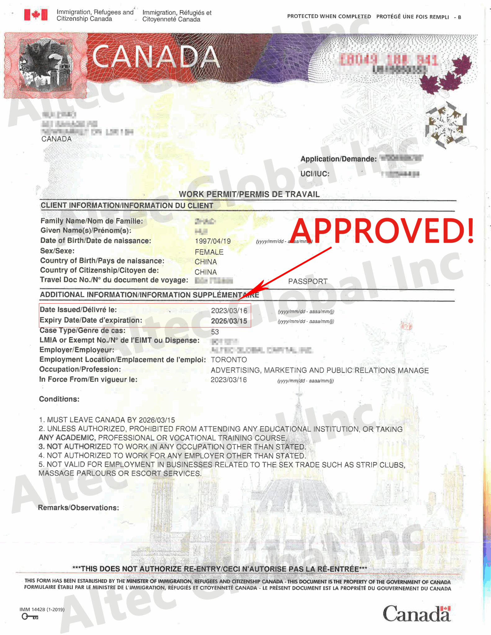 A Work Permit Application Approved with Altec Assistance in Just 1 Day 1