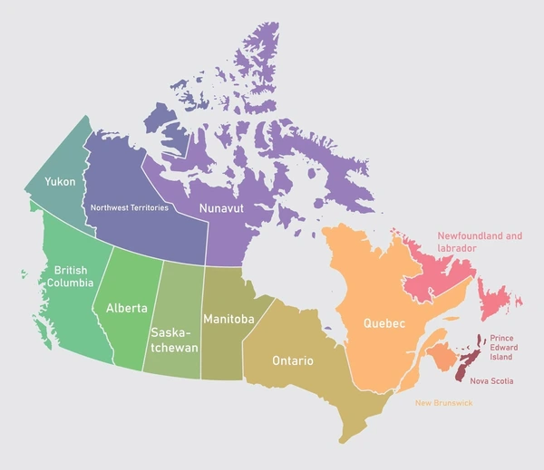Ontario provinces on a map (spanning the PNP Program)